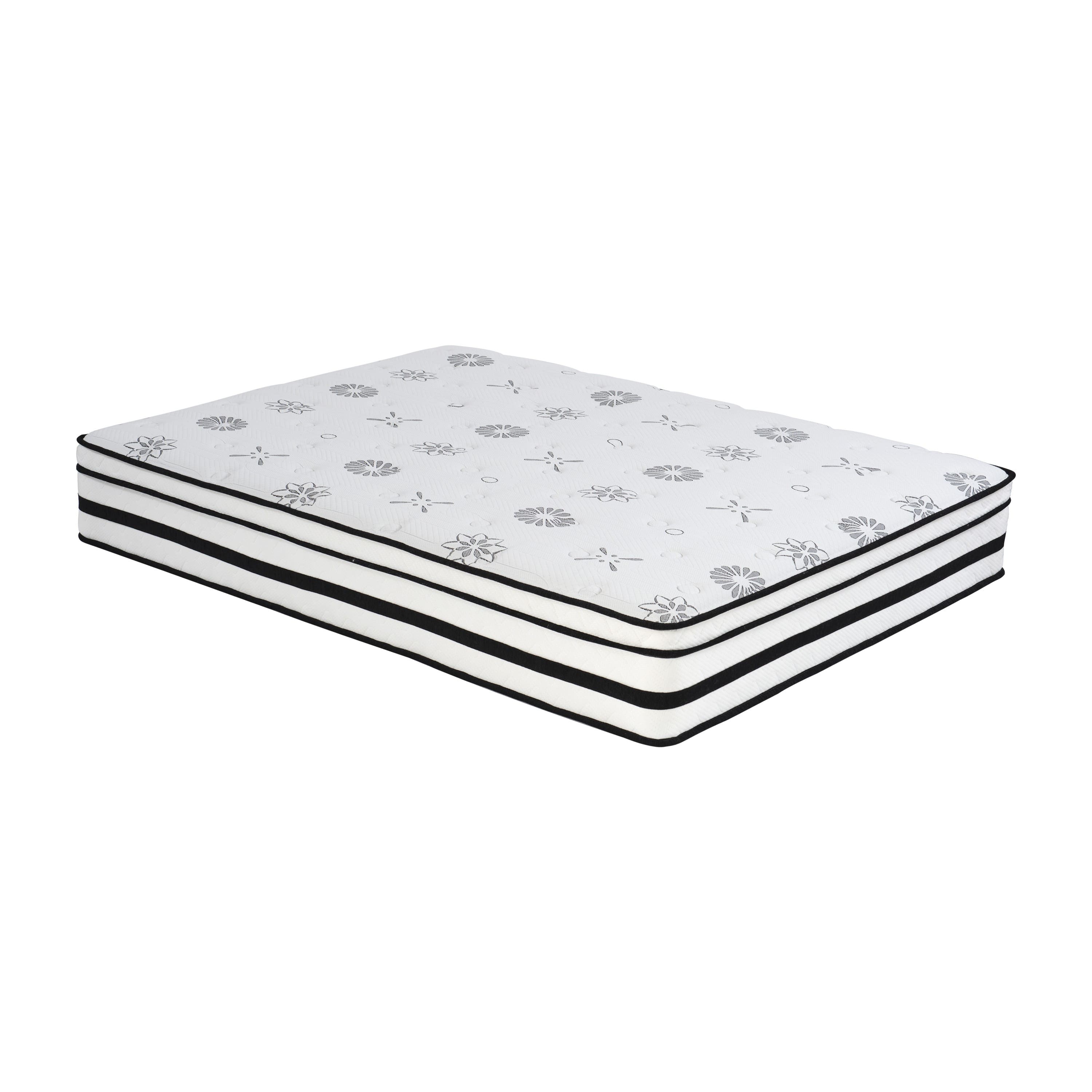 TinyHomie - 12-in King Mattress Highly Breathable Quilted Cover Hybrid Mattress Plush Foam Mattress in a Box Comfort Mattress - White