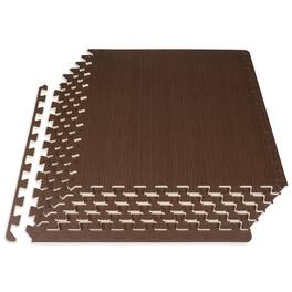 ProsourceFit - Wood Grain Puzzle Mat 1/2-in - Dark Walnut