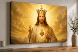 FC Design - Large Golden Color Sacred Crown Canvas 24x36" Ready-to-Hang Religious Art Painting Home Wall Decor - MultiColor