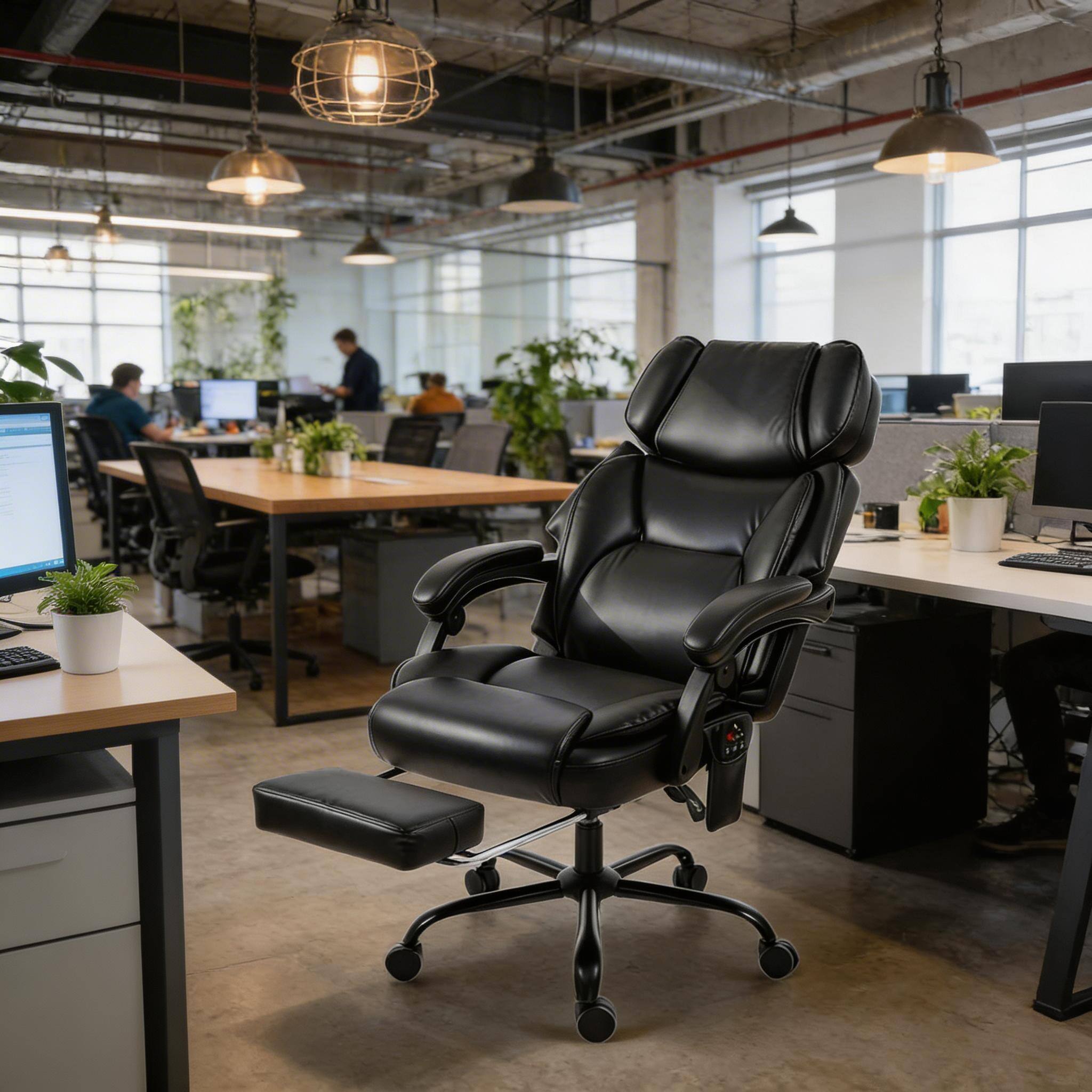 Alt View 5. Forest'nSky - Black Soft Computer Chair,Massage Chair Office Chair with High Back - Black.