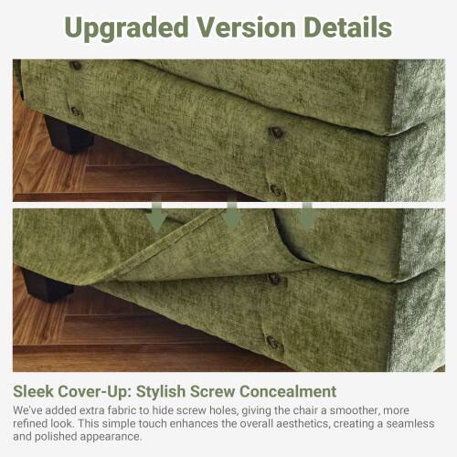 Upgraded Version Details

Sleek Cover-Up: Stylish Screw Concealment

We've added extra fabric to hide screw holes, giving the chair a smoother, more refined look. This simple touch enhances the overall aesthetics, creating a seamless and polished appearance.