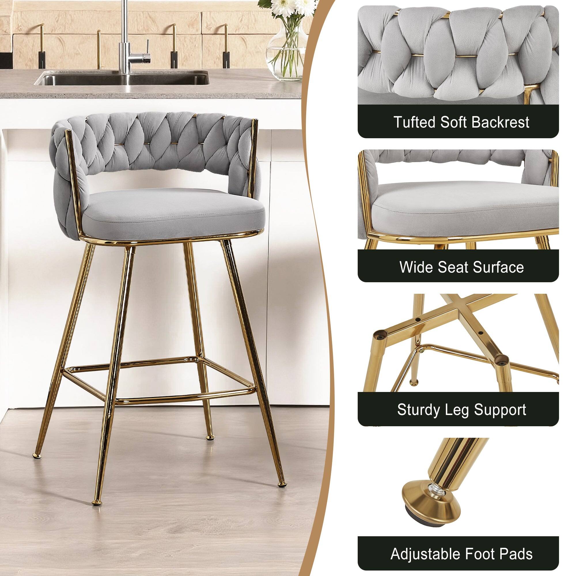 - Tufted Soft Backrest
- Wide Seat Surface
- Sturdy Leg Support
- Adjustable Foot Pads