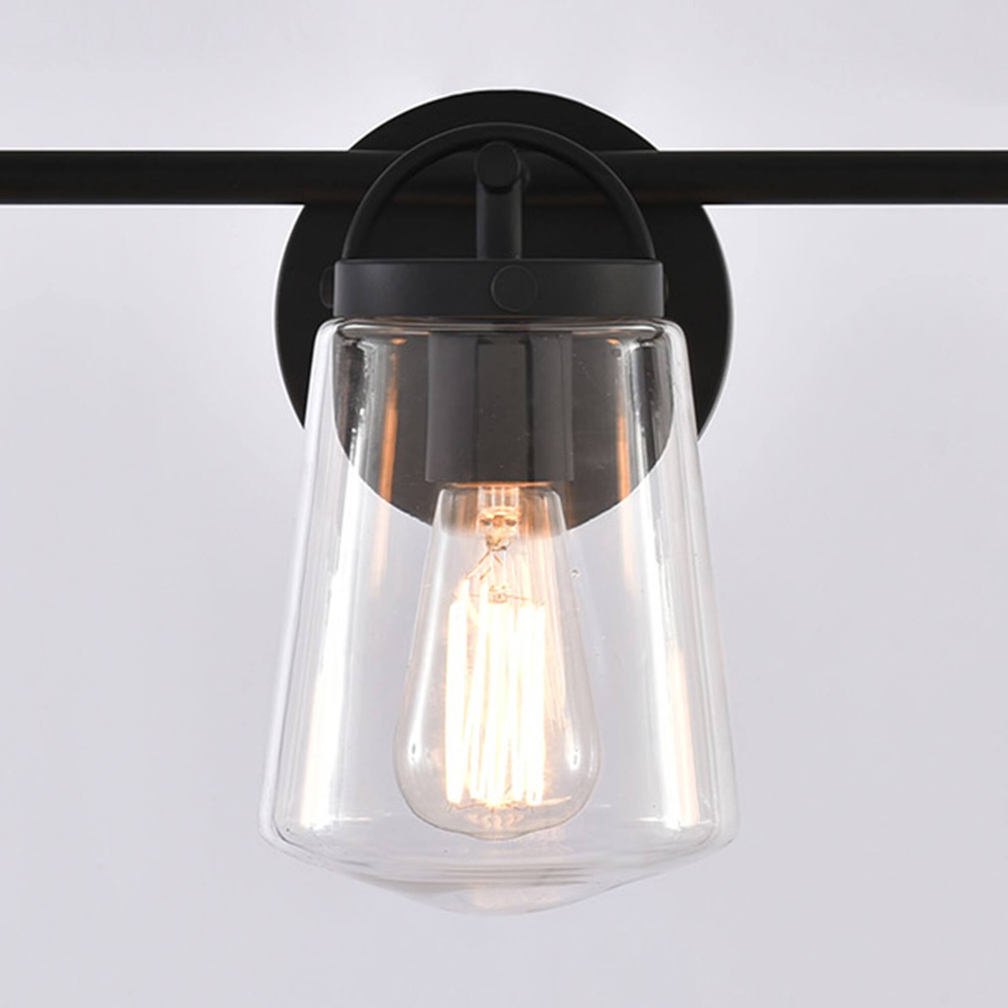 Alt View 7. Parrot Uncle - Modern Black 3-Light Glass Dimmable Bathroom Vanity Light Fixture - Matte Black.