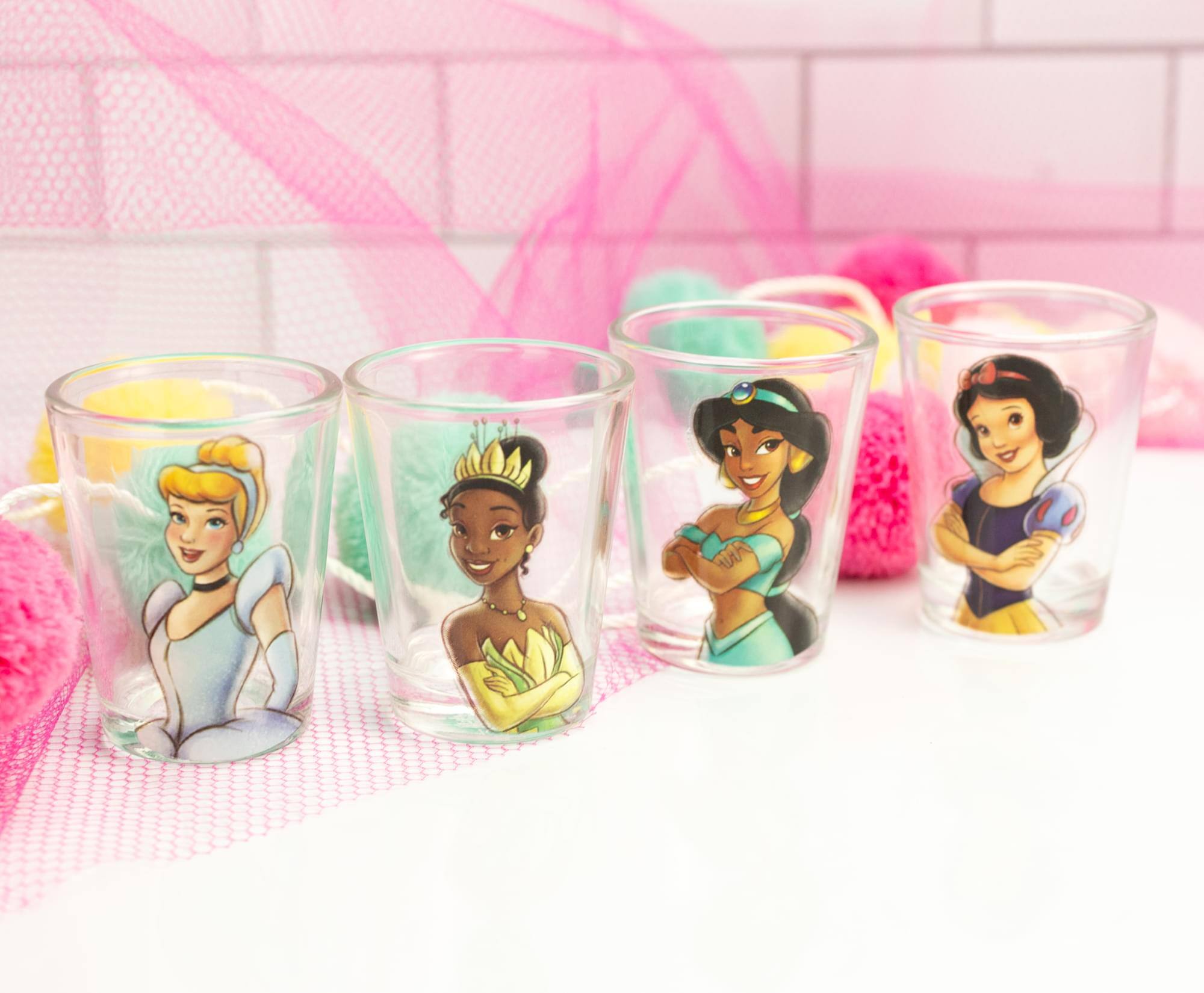 Alt View 4. Silver Buffalo - Disney Royalty 2-Ounce Mini Shot Glasses | Set of 4 - Blue.