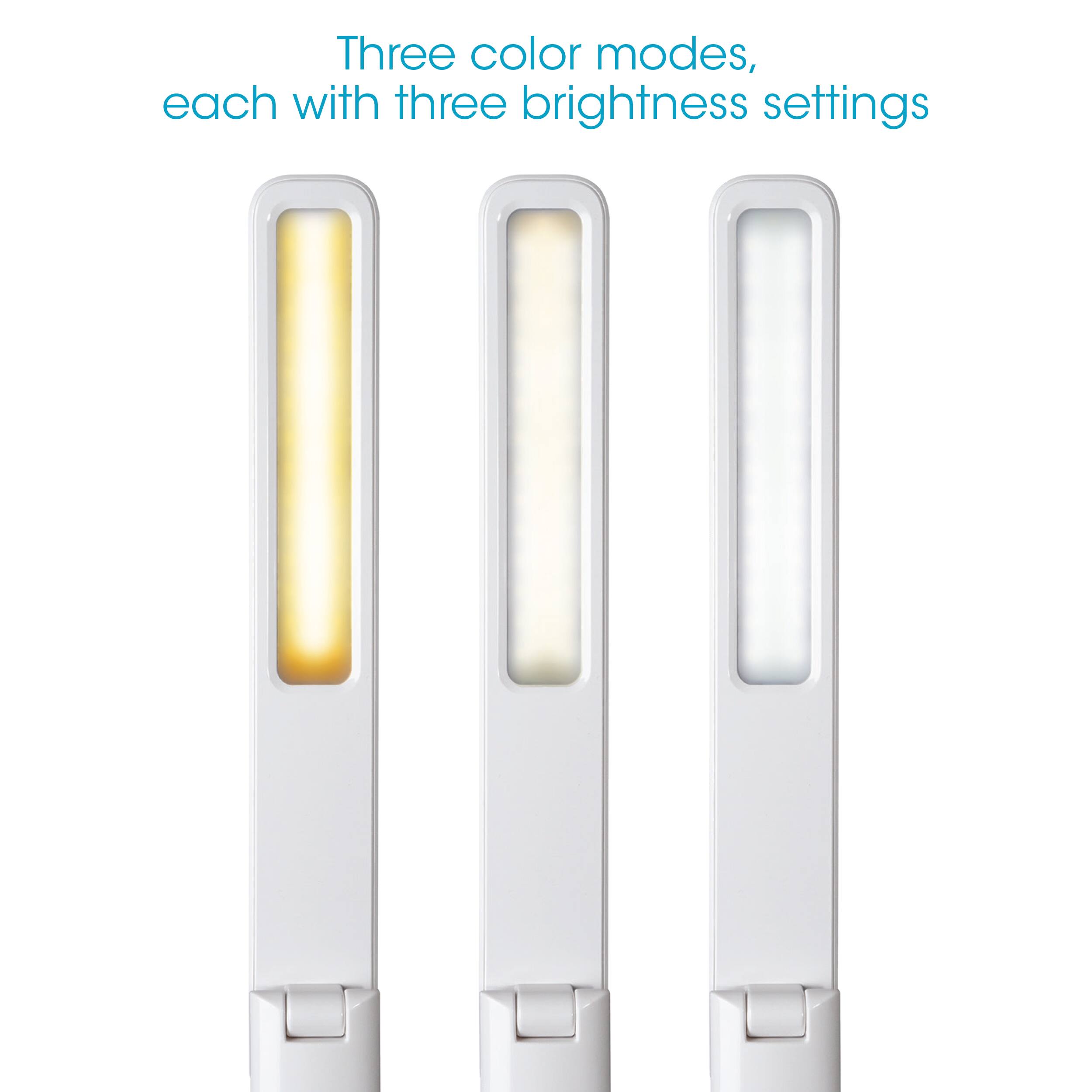 Three color modes, each with three brightness settings.