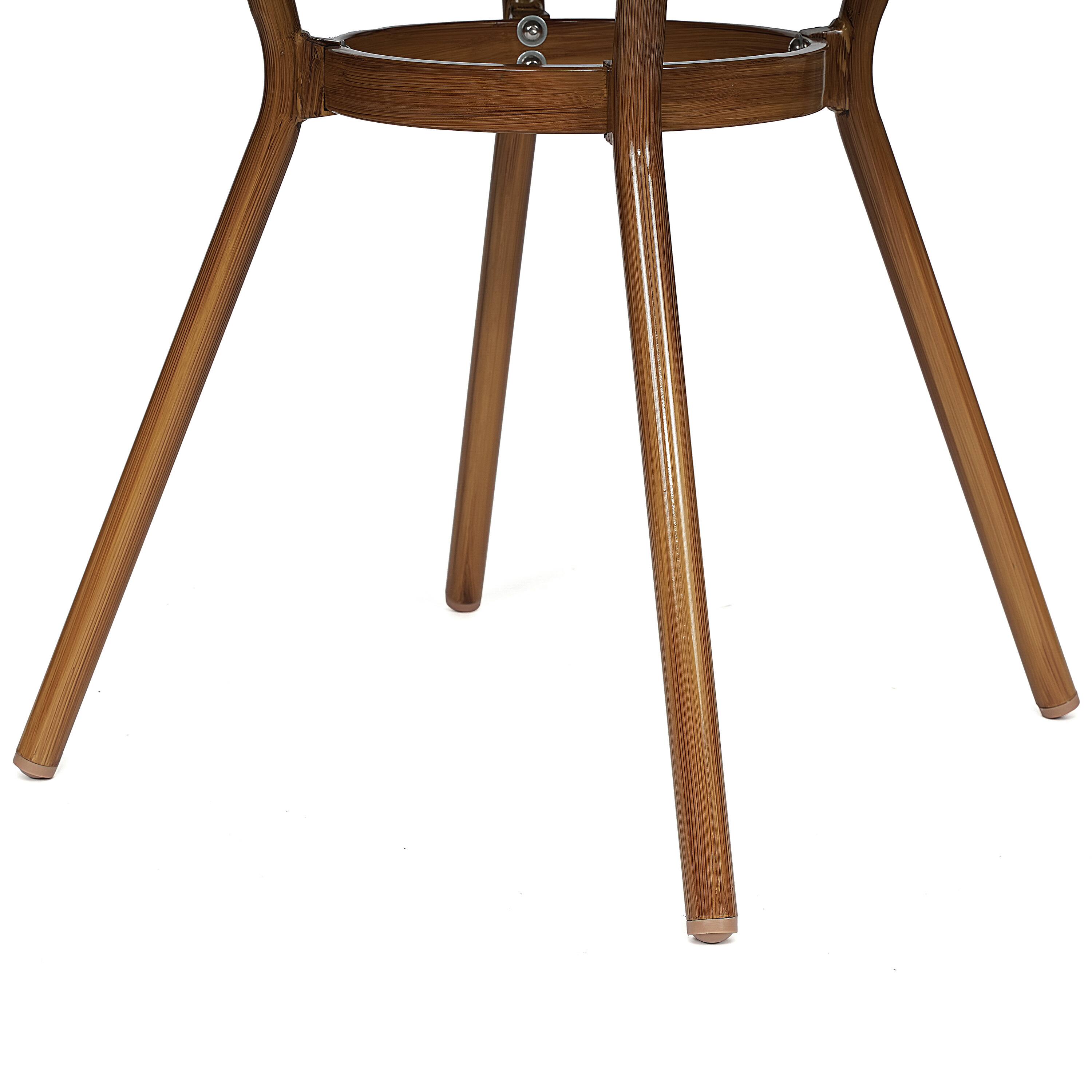 Alt View 9. Emma + Oliver - Colmar Indoor/Outdoor Bistro Style 31.5 in. Table with PE Rattan, Glass Top, and Bamboo Finished Metal Frame - Black & White Rattan/Natural Frame.