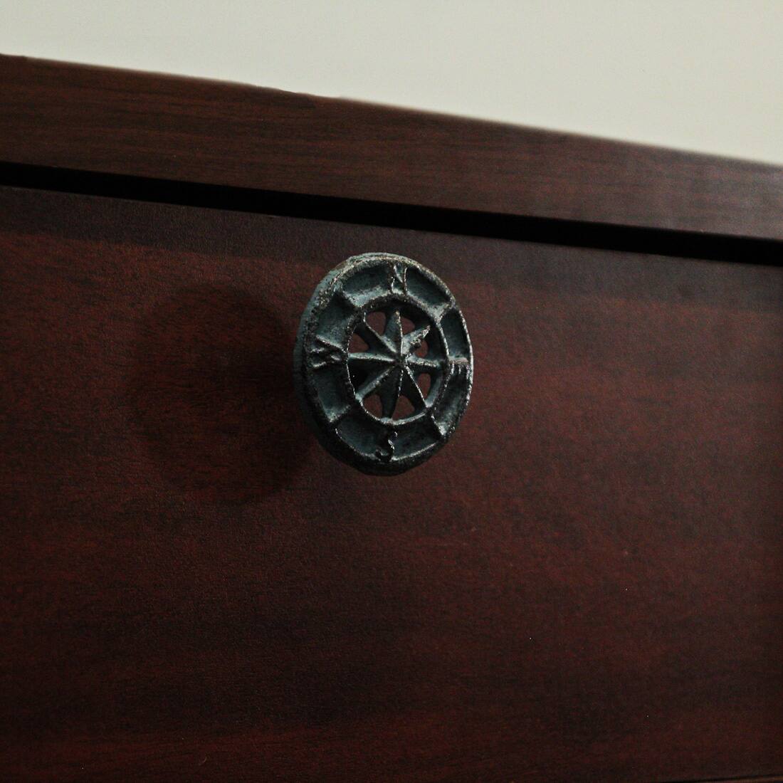 Alt View 5. Zeckos - Set of 12 Light Blue Cast Iron Compass Rose Drawer Pulls Cabinet Hardware Knobs - Light Blue.