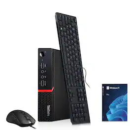 Lenovo - Refurbished Excellent - ThinkCentre M715q Tiny Desktop PC | AMD Ryzen 5pro 2400GE 3.2GHz | 8GB DRR4 Ram | 128GB SSD | Wi-Fi | KB & Mouse | Win11 - Black
