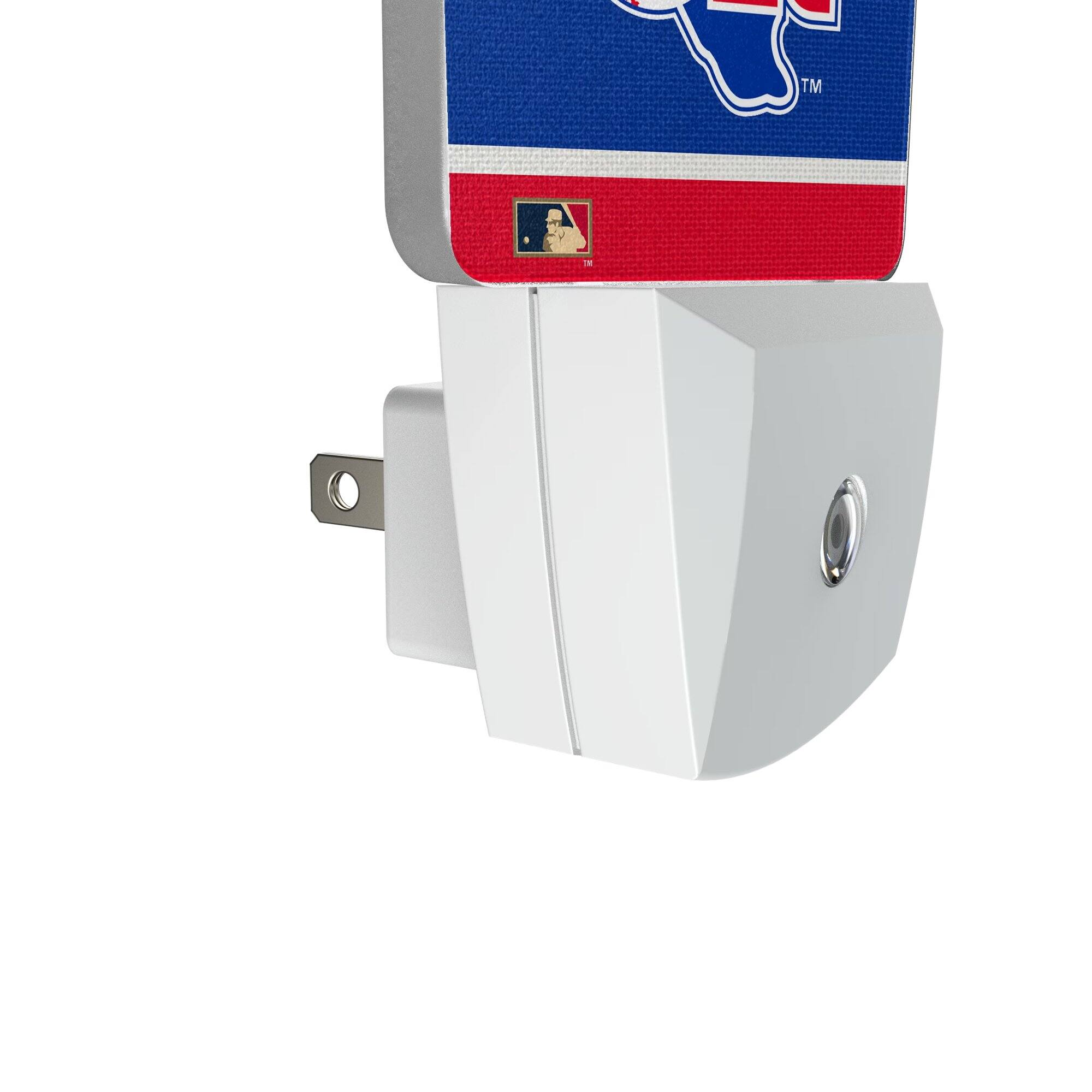 Alt View 2. Keyscaper - Texas Rangers Throwback Logo Stripe Design Nightlight 2-Pack - Multicolor.
