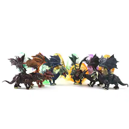 Front. JuzToys - Dragon Figurine Puzzles In Hatching Jurrasic Eggs (12 Eggs Per Pack) - Multicolored.