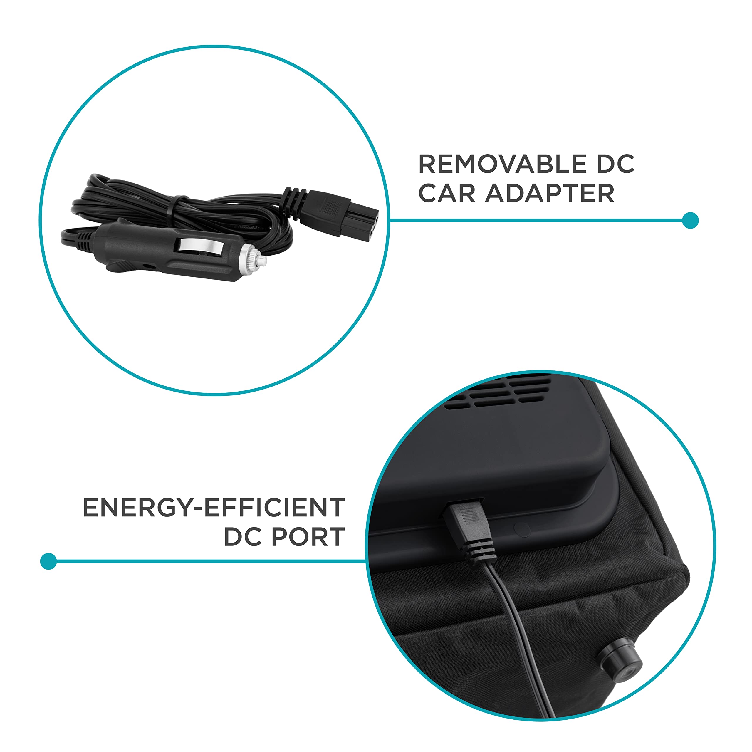 REMOVABLE DC CAR ADAPTER
ENERGY-EFFICIENT DC PORT