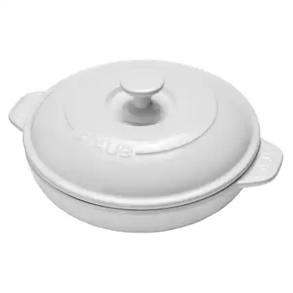 Front. Staub - Staub Ceramic 8-inch Round Covered Brie Baker - White - White.