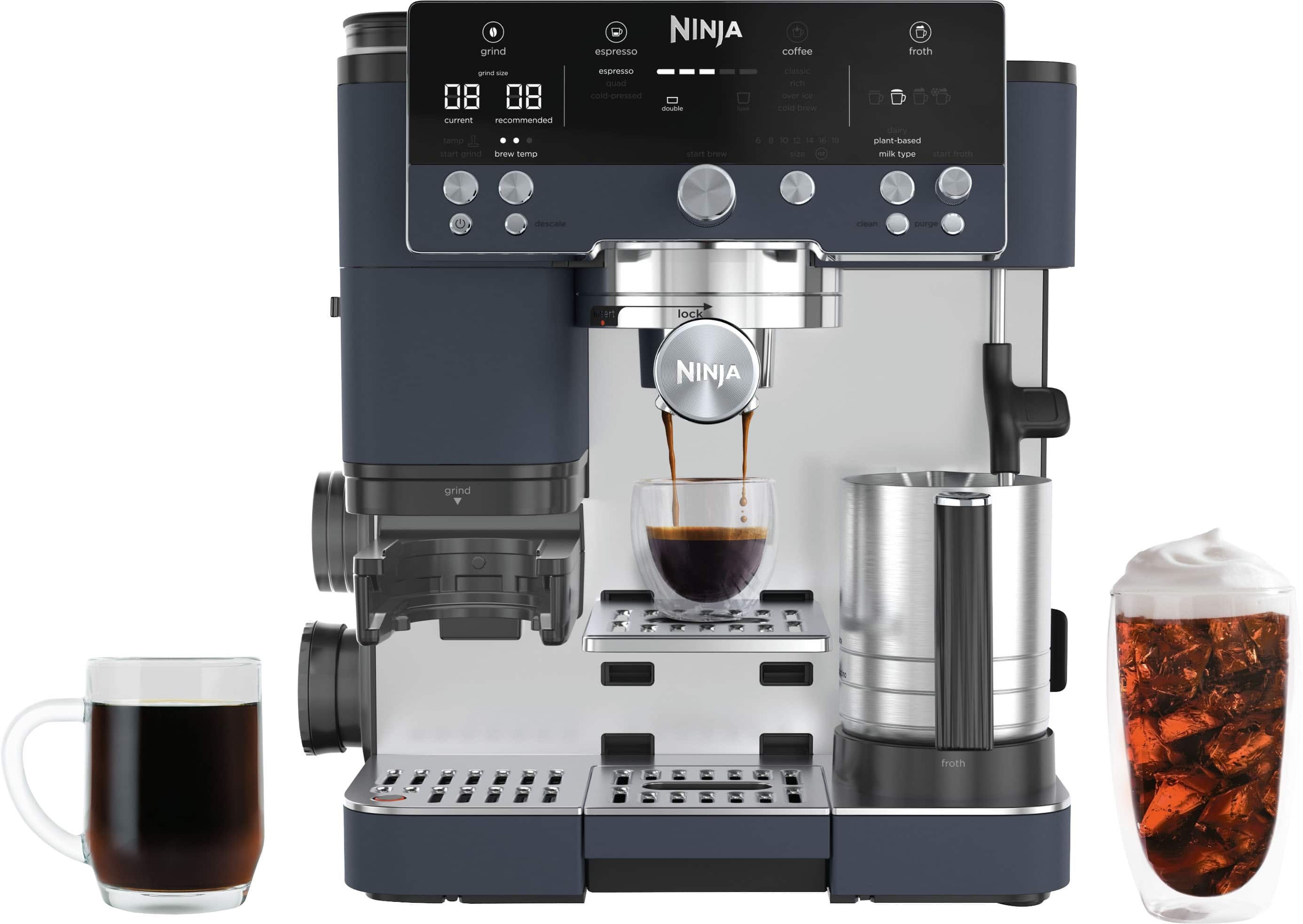 Ninja - Luxe Café Premier Series 3-in-1 Espresso, Coffee, and Cold Brew Machine with Grinder and Scale, and Hands-Free Frother - Cyberspace - Front_Zoom