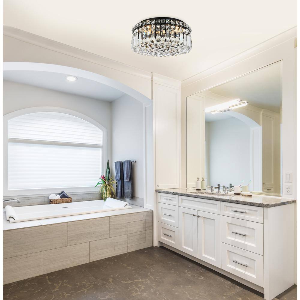 Angle. Elegant Lighting - Maxime 14 inch black flush mount - Black And Clear.