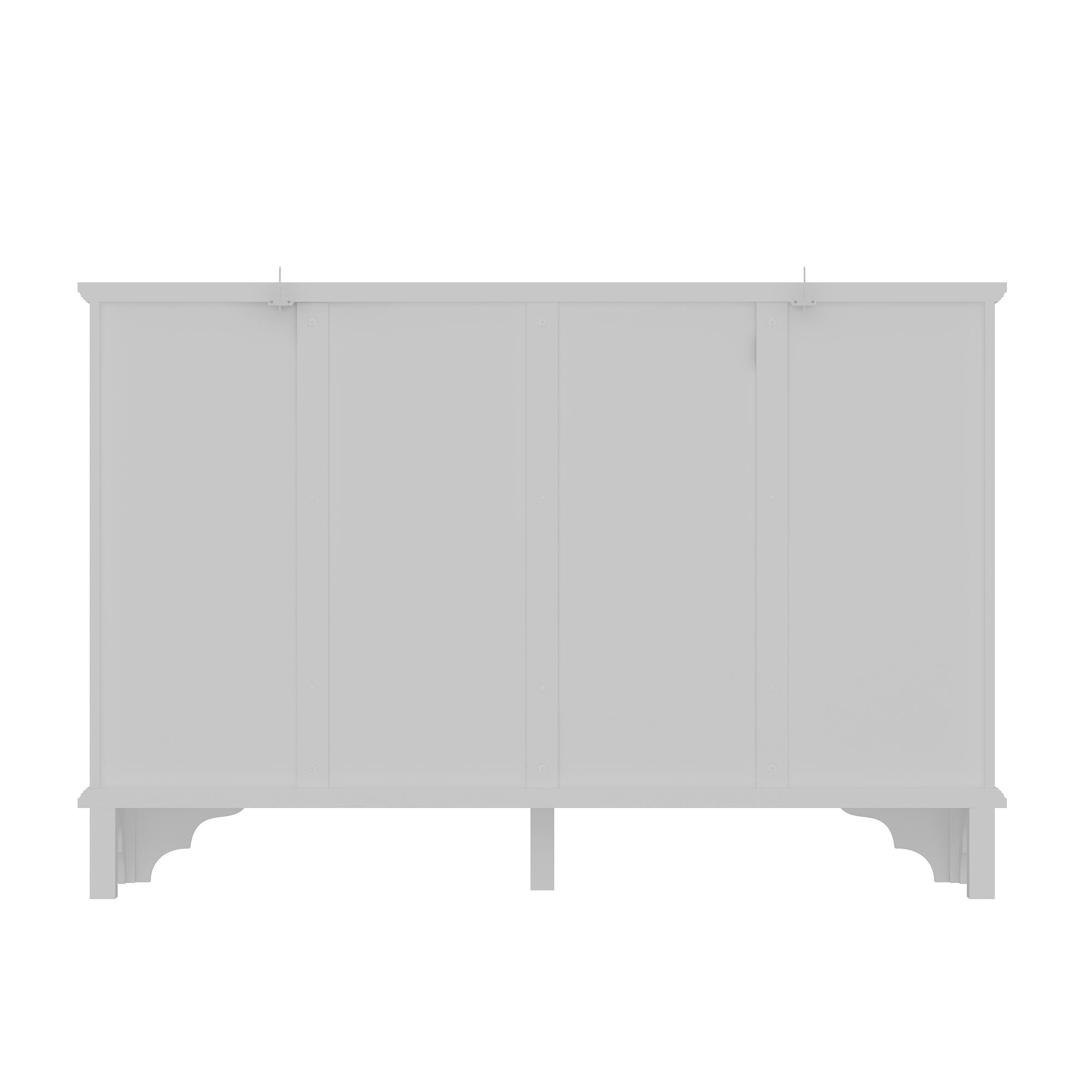 Back. FUFU & GAGA - FUFU&GAGA Carved Glass - Door Sideboard: Vintage Storage, Mixed - Material, Multi - Drawer - White.
