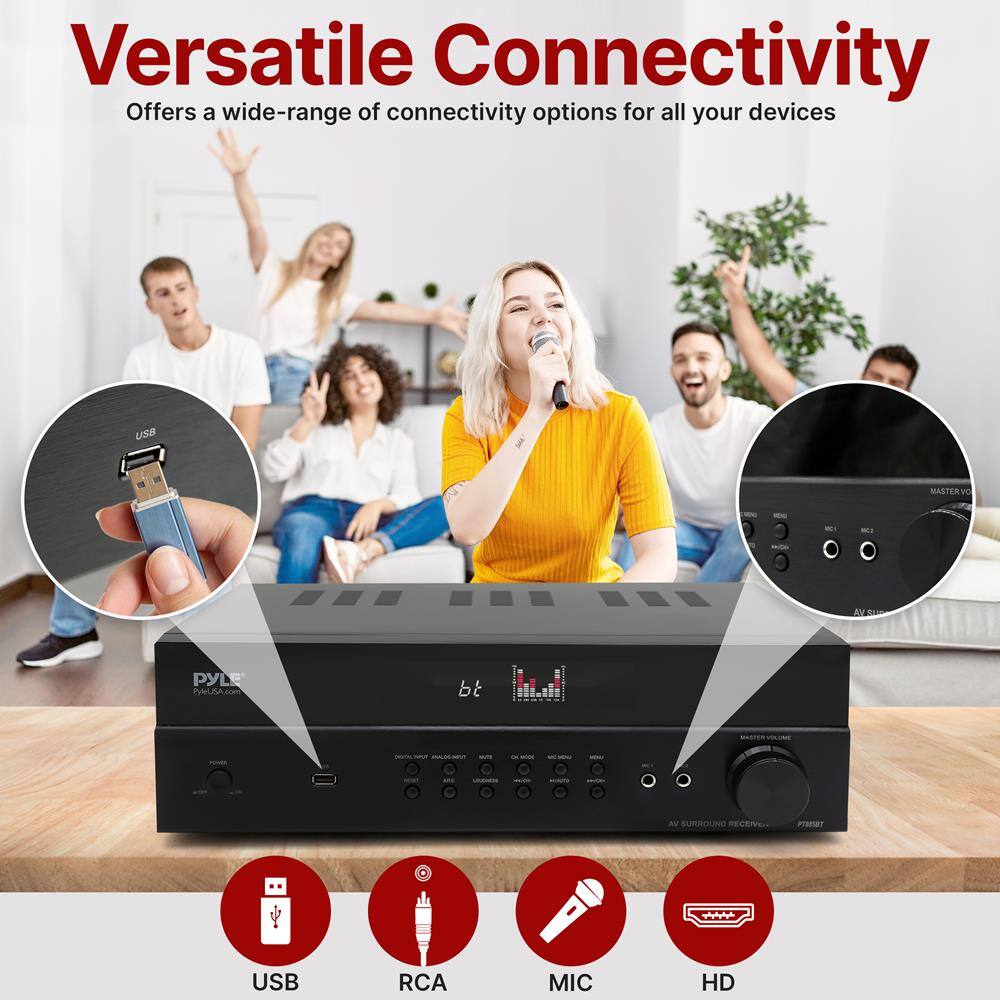Versatile Connectivity  
Offers a wide-range of connectivity options for all your devices  

USB  
RCA  
MIC  
HD