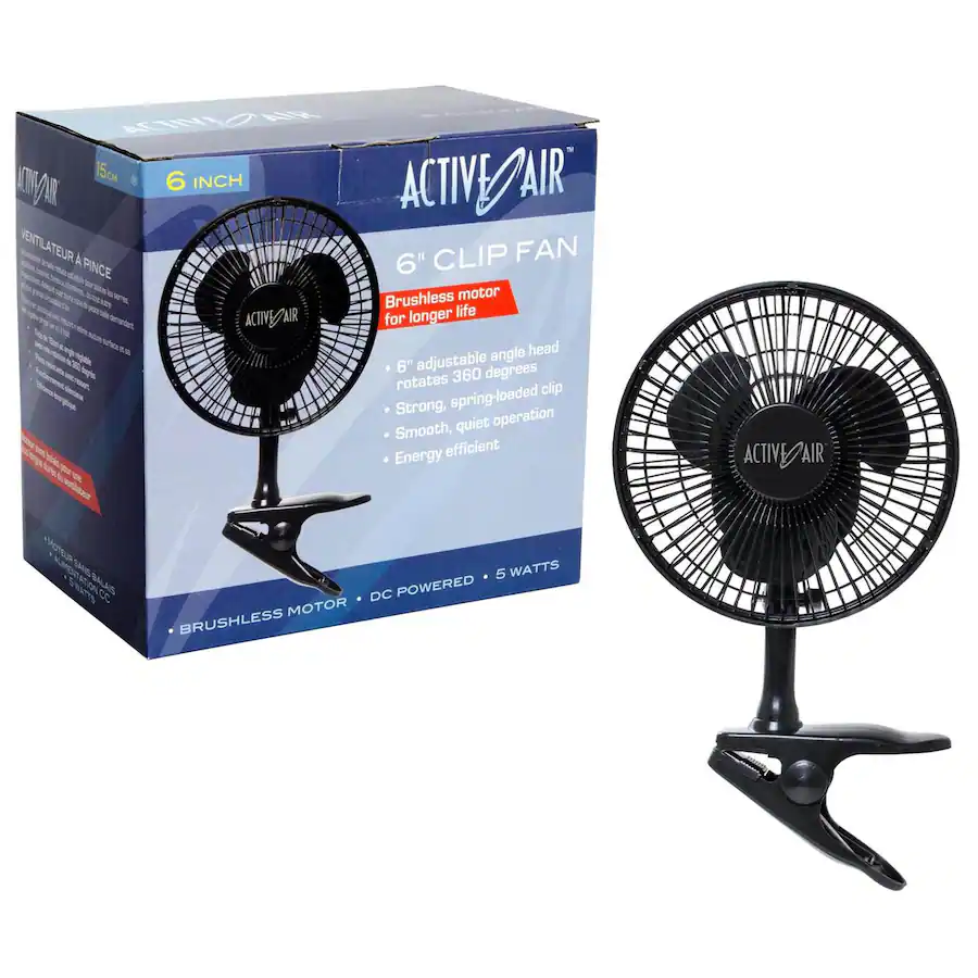 Active Air HORF6 6in Clip On 5W Brushless Motor Hydroponic Grow Fan for ...