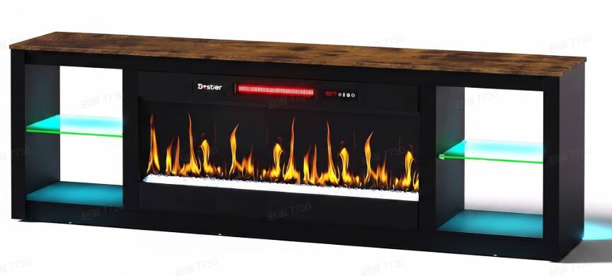 "Bestier - 70"" Marble Top Electric Fireplace TV Stand with 36"" Insert, LED Gaming Media Console with Glass Shelves for Living Room - Rustic Brown" price history on PriceWatchPro