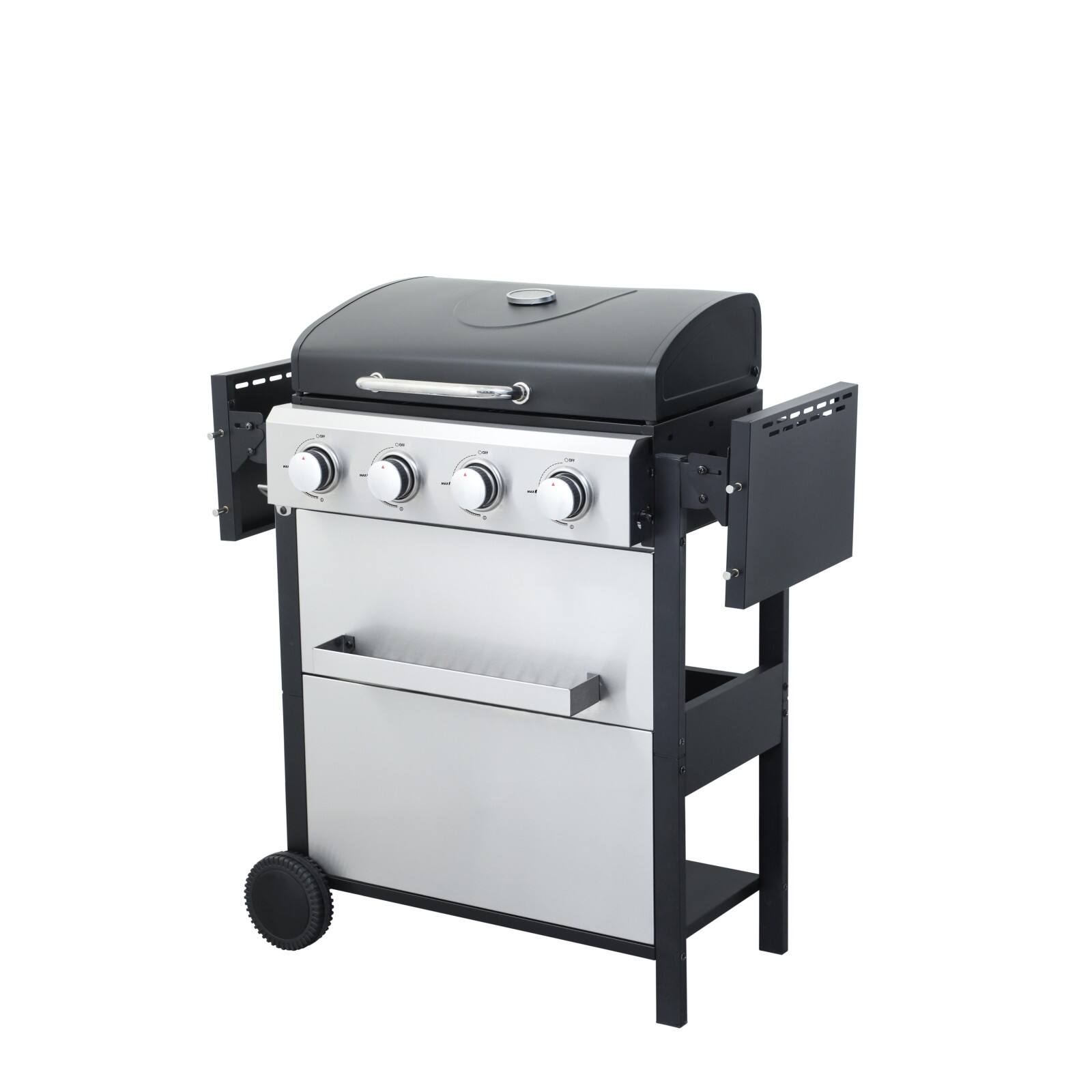 Alt View 5. Ecooso - 4-Burner Propane Gas BBQ Grill, 34200BTU Output With Wire Enamel Cooking Grids For Outdoor Barbecue, Foldable Side Table - Black+Silver.