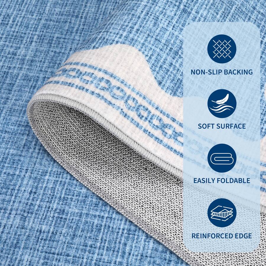 Reinforced Backing Rug GAOMON Modern Scalloped Edge Area Rug Machine Washable Non Slip Vacuum ...