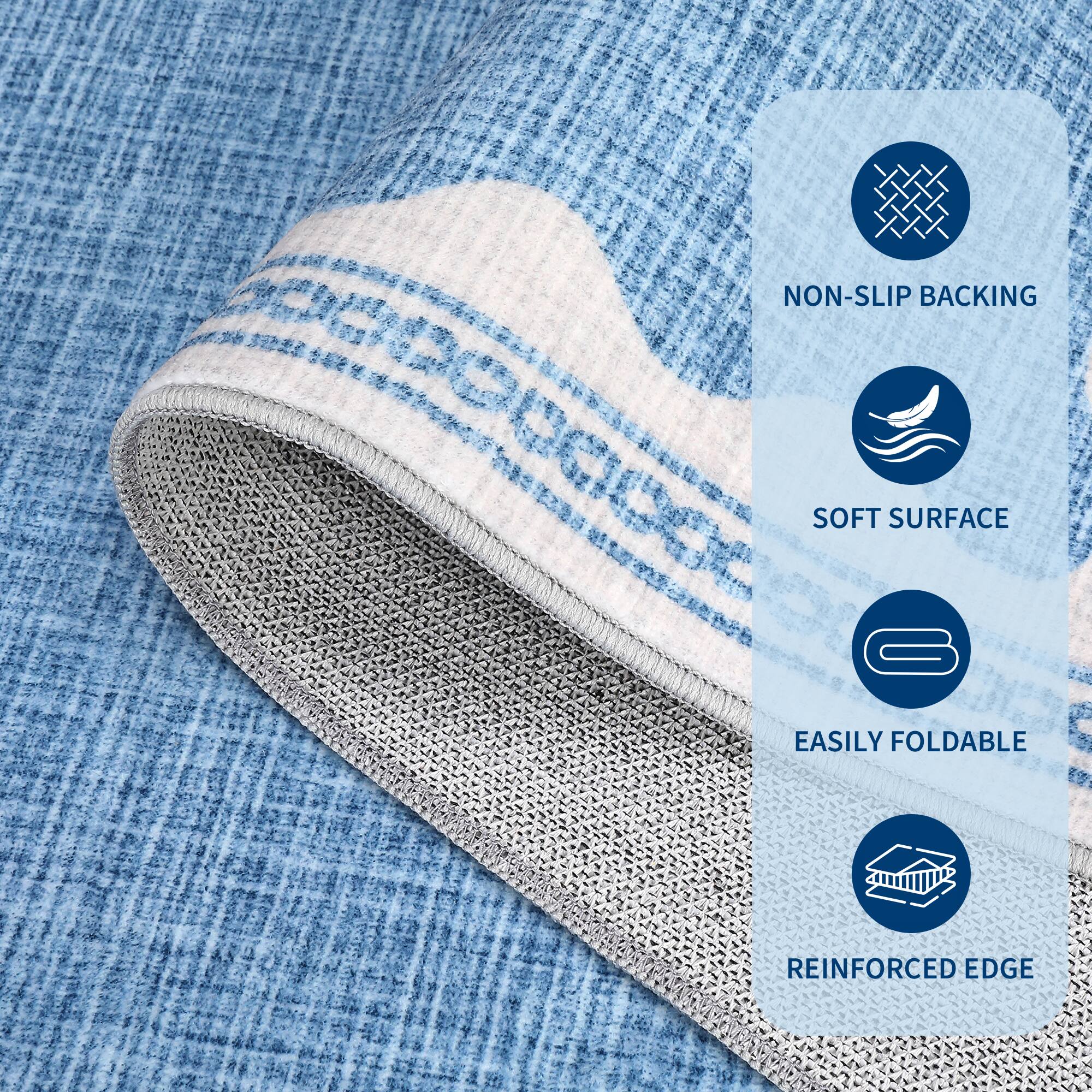 GAOMON Modern Scalloped Edge Area Rug Machine Washable Non Slip Vacuum ...