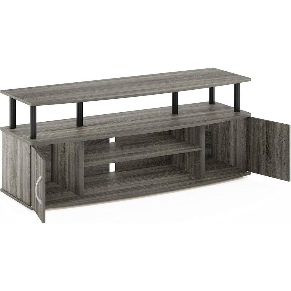Alt View 1. FurniFact - Grey 50 Inch TV Stand,Three Open Shelves and Two-Door Storage Modern TV Console - French Oak Grey/Black.