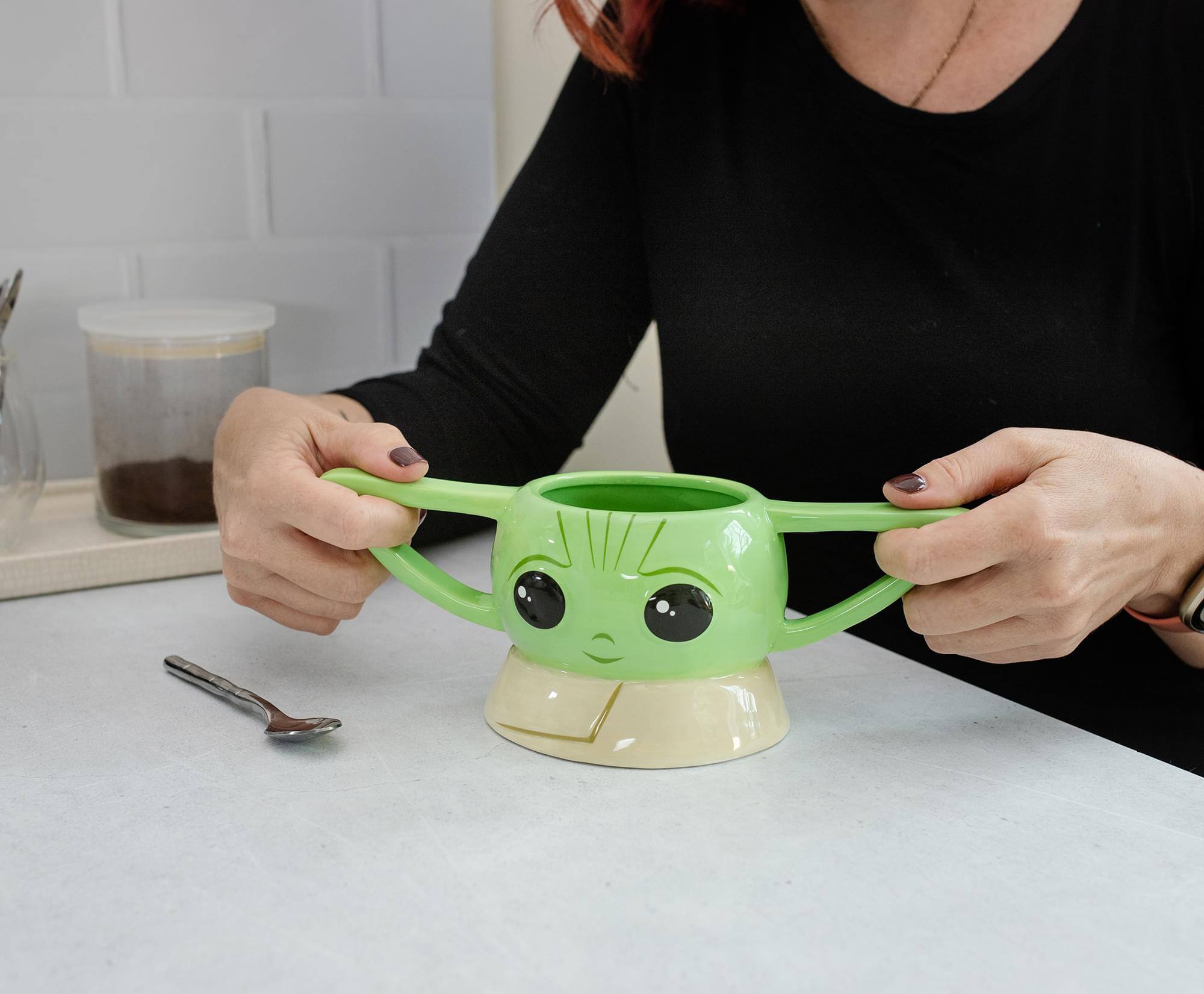 Alt View 2. Star Wars - Star Wars: The Mandalorian Grogu Sculpted Ceramic Mug | Holds 20 Ounces - Green.