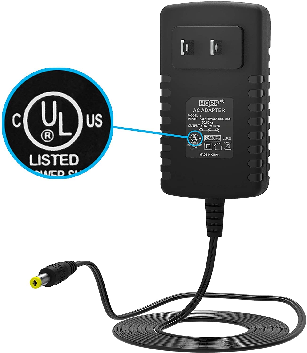 C U L US LISTED AC ADAPTER MODEL: AC100-240V-0.6A MAX 50/60Hz OUTPUT: DC 5V 2A WV E 2A UL L.P.S L LAND MADE IN CHINA