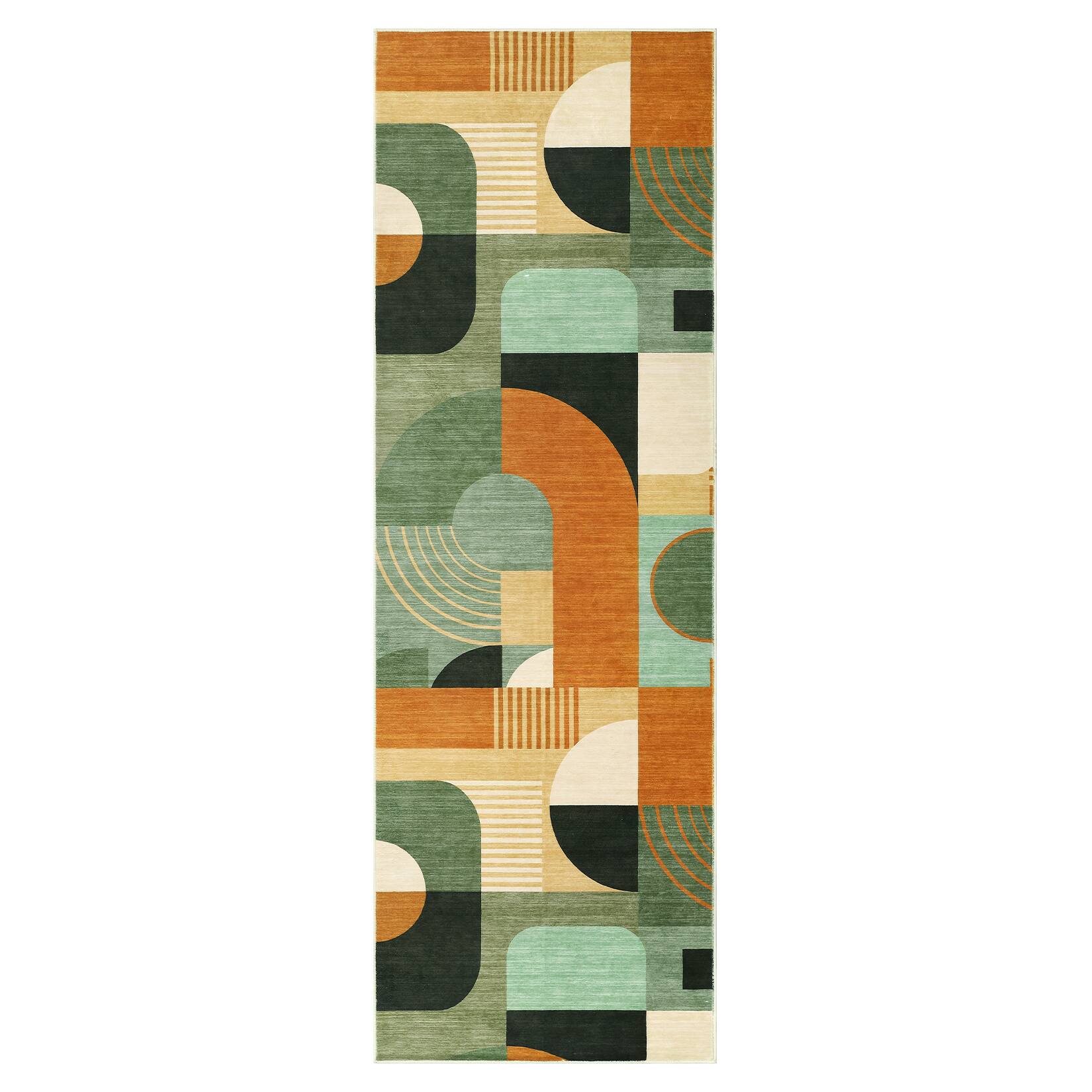 Acekool - Modern Geometric Area Rug for Bedroom Non Slip Non Shedding Machine Washable Low Pile Carpet for Living Room Bathroon - Green