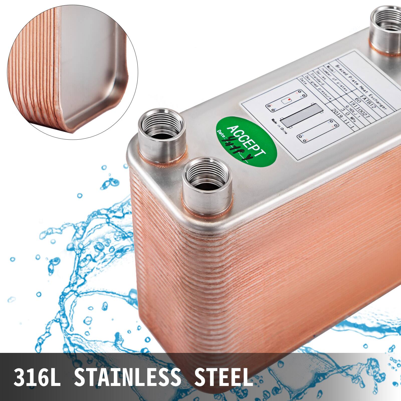 - Date: i ACCEPT Kd Brazed Standard Series of Plate Heat Exchanger Plate Sate plates Heat d pressure EA F 60 A1812 2 2019-11-3 0 NUJ 19110021 Ma D 0 316L STAINLESS STEEL