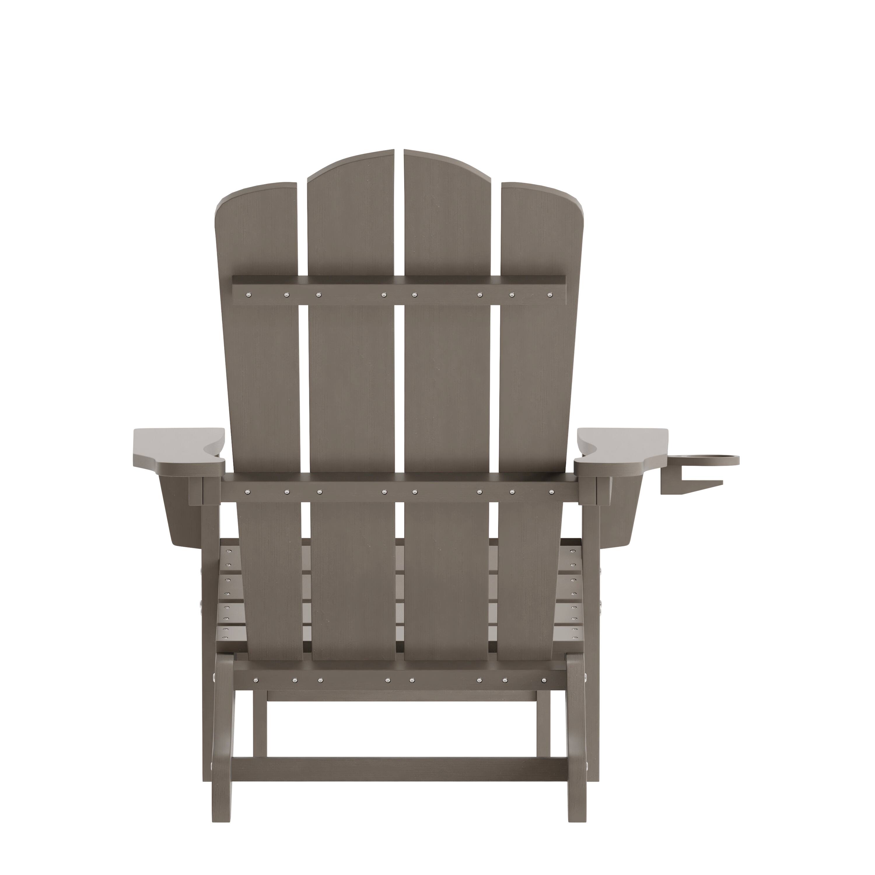 Alt View 7. Emma + Oliver - Tiverton Adirondack Chair with Cup Holder and Pull Out Ottoman, All-Weather HDPE Indoor/Outdoor Lounge Chair - Brown.
