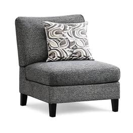 Manhattan Lane - Chenille Fabric Upholstered Armless Chair with Pillow - Gray