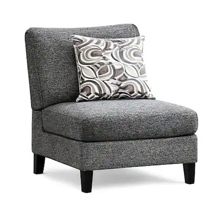 Front. Manhattan Lane - Chenille Fabric Upholstered Armless Chair with Pillow - Gray.