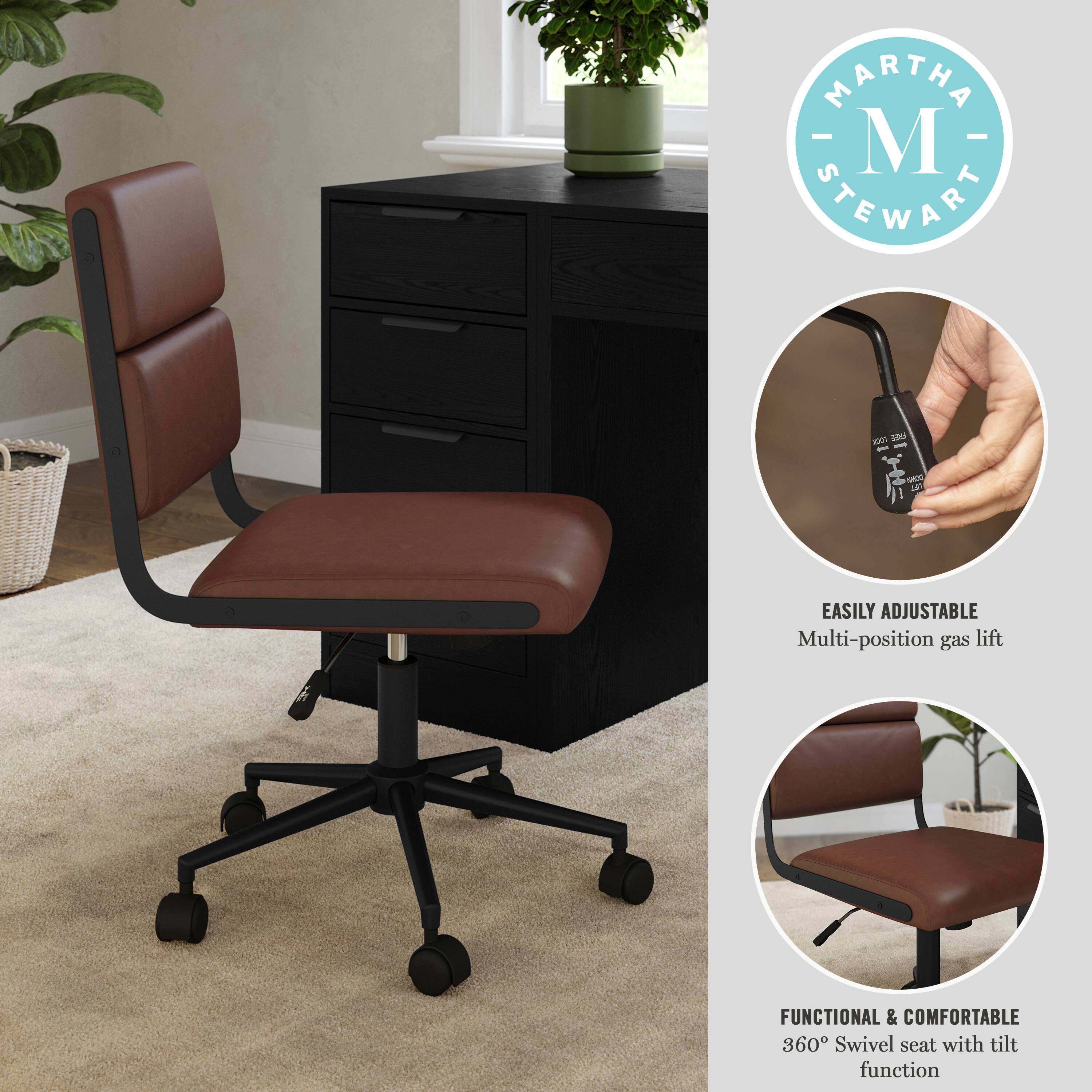 MARTHA STEWART X u - EASILY ADJUSTABLE Multi-position gas lift FUNCTIONAL & COMFORTABLE 360 Swivel seat with tilt function
