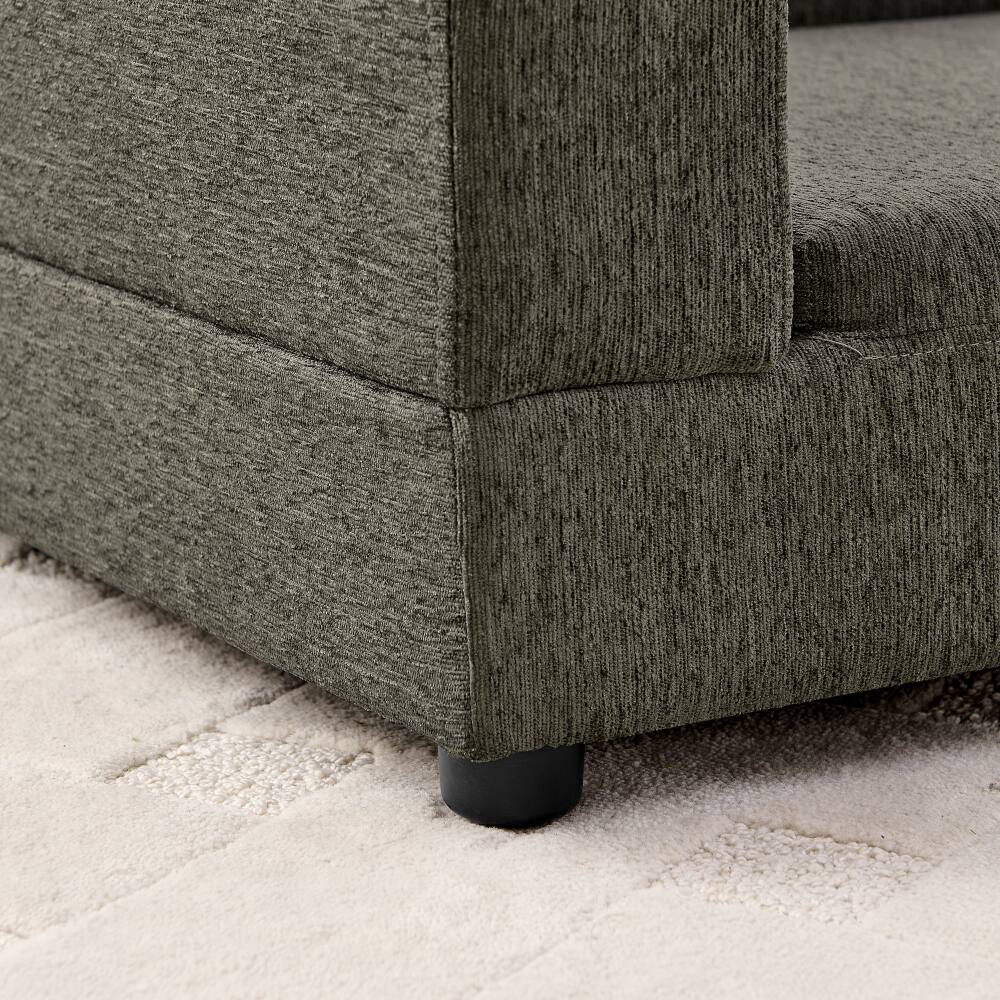 Alt View 2. JUJABU - Dark Gray Comfortable Oversized Pet Sofa for Medium/Large Dogs with Backrest, Armrests & Soft Cushion - Dark Gray.