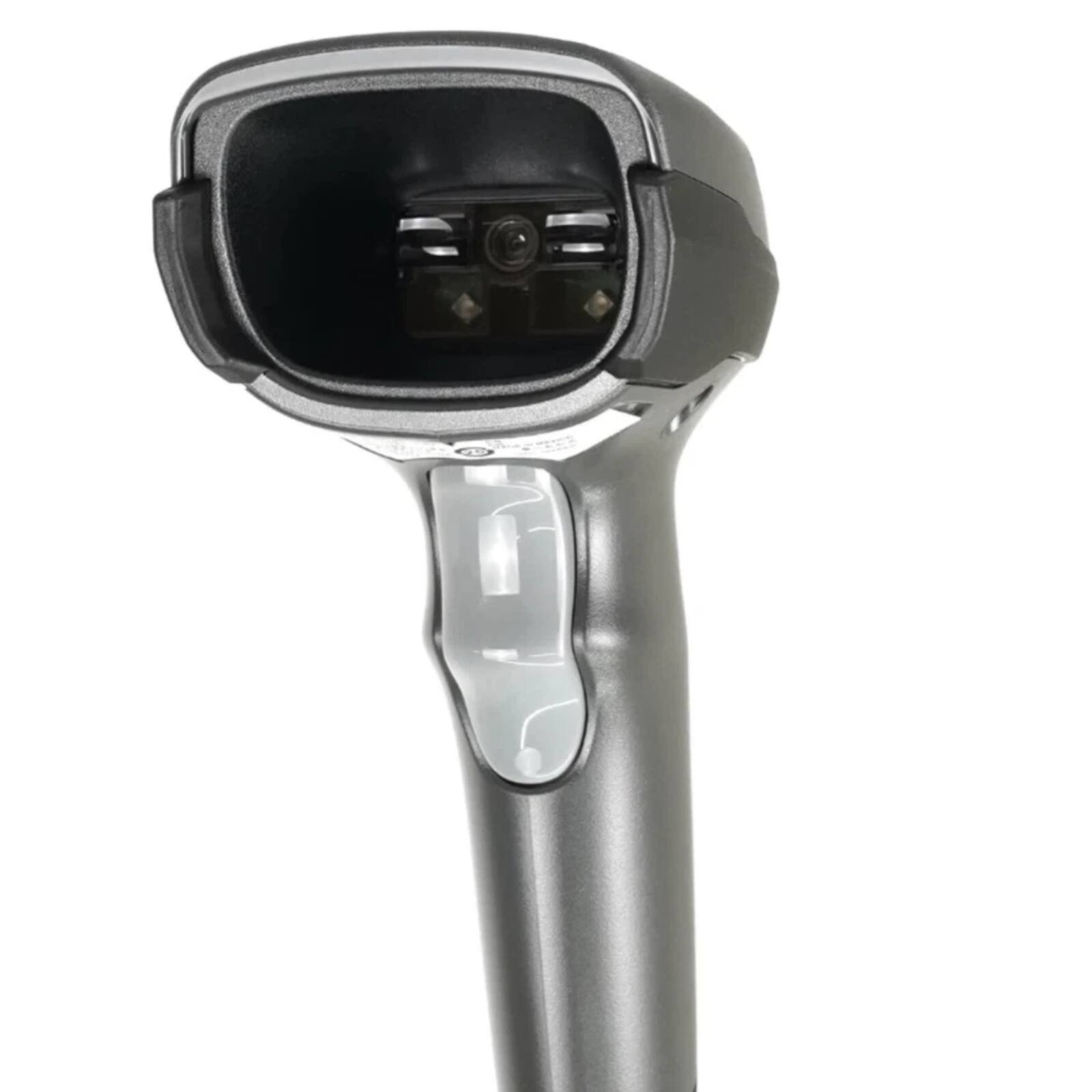 Left. Zebra - DS2208 USB 1D/2D Handheld Barcode Scanner with Stand - QR Code, DataMatrix, PDF417, UPC/EAN, Code 128 Reader - Gray.