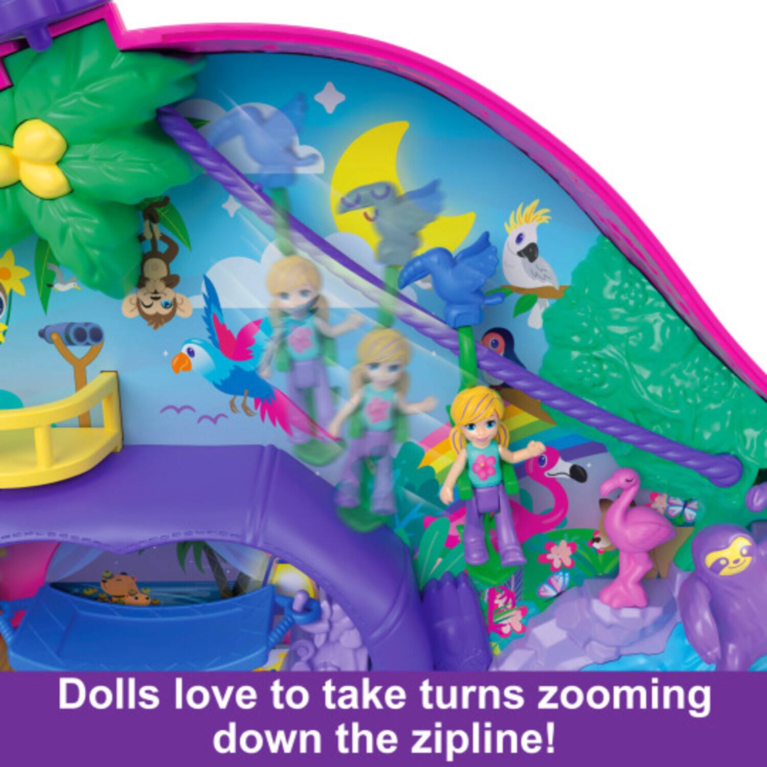 Mattel Polly Pocket Sloth Family 2 in 1 Purse Compact, Dolls and