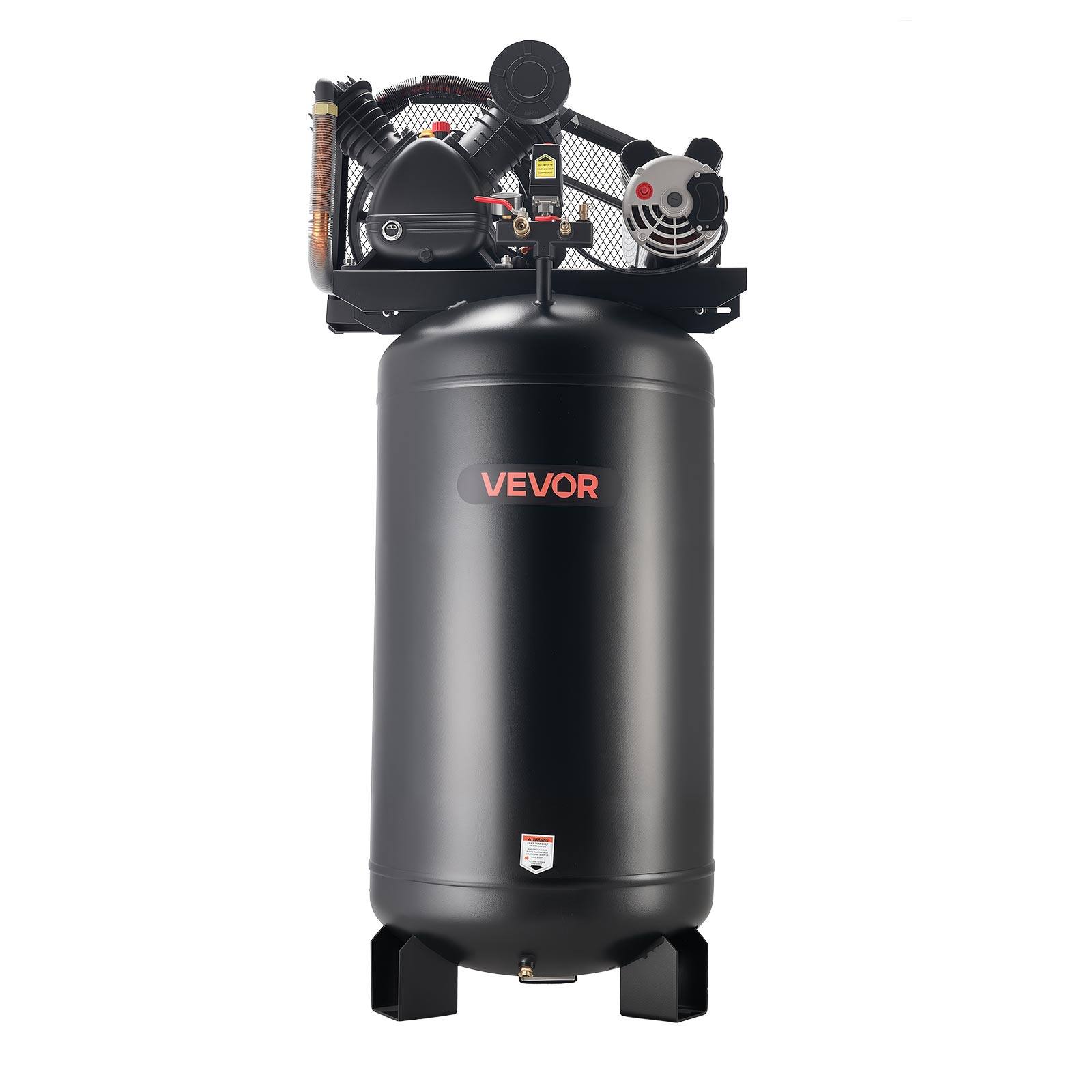 Alt View 5. VEVOR - 80 Gallons Heavy-Duty Air Compressor,5HP 10 SCFM at 90PSI Air Compressors Max 175PSI Pressure, Oil-Lubricated Compressor - Black;Orange.