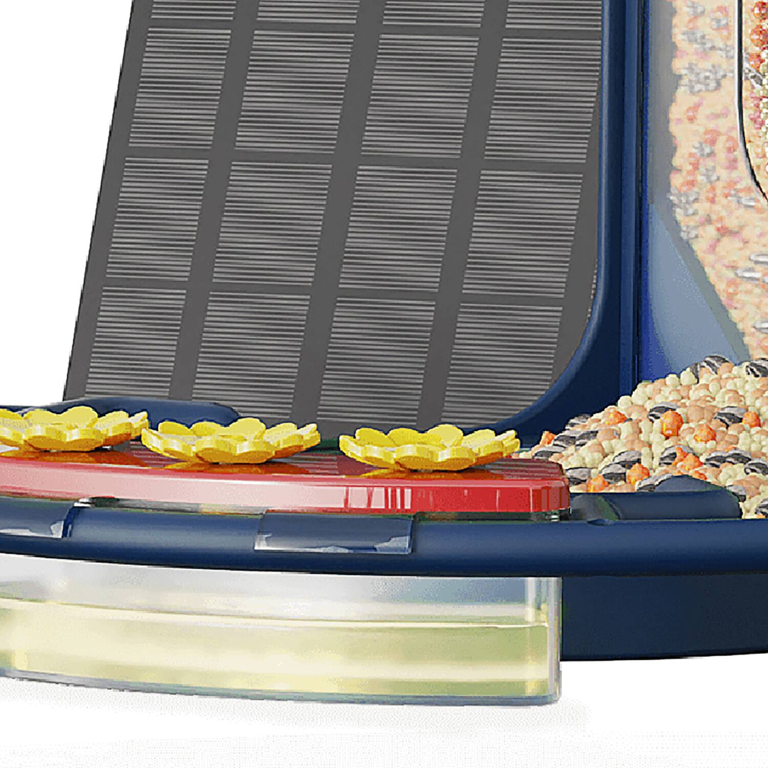 Left. PerchMe - AI-Recognition Smart Bird Feeder with Camera, Solar Powered - Navy Blue.