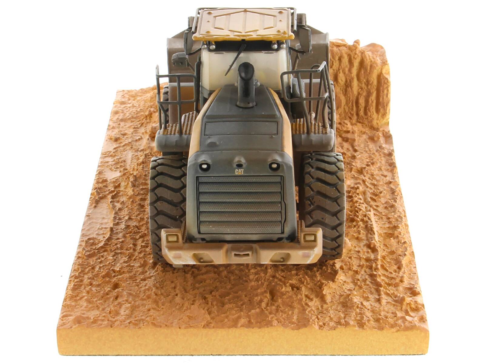 Alt View 1. Diecast Masters - CAT Caterpillar 966M Wheel Loader with Operator (Dirty Version) "Weathered" Series 1/50 Diecast Model by Diecast Masters - Yellow .