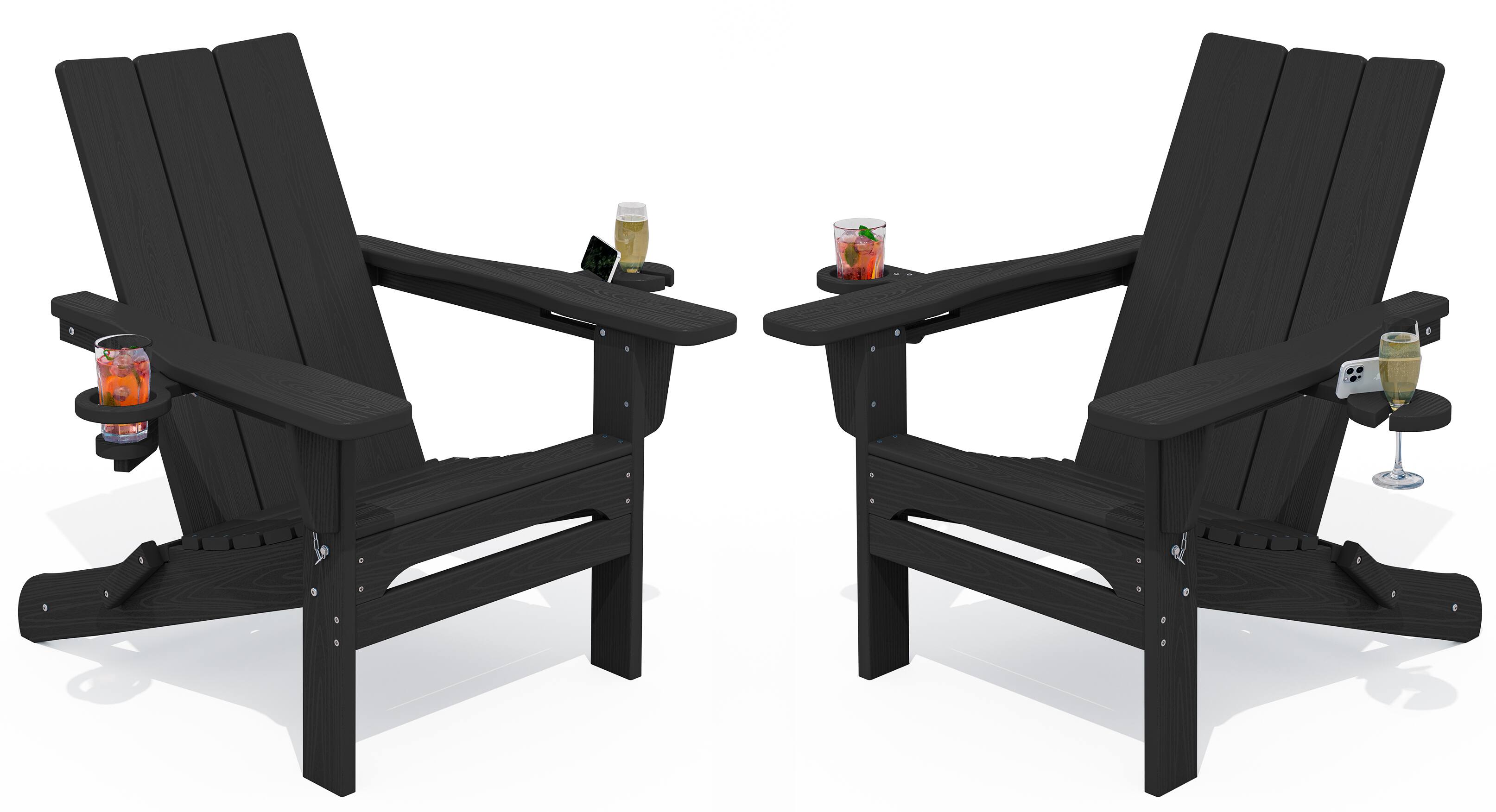 SERWALL Modern Adirondack Chairs Set of 2, Folding Adirondack Chair ...