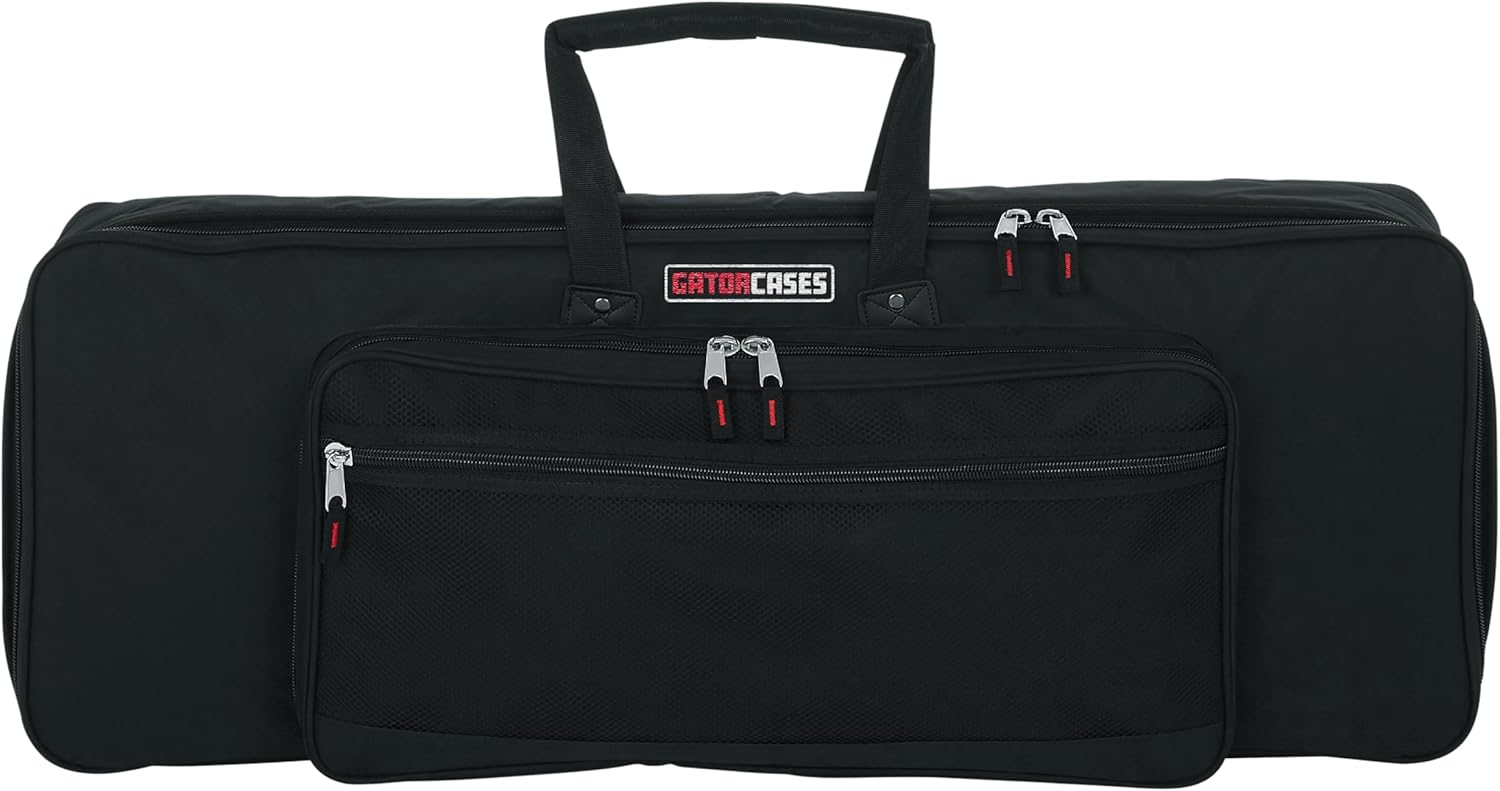 Angle. Gator - Padded 49-Key Keyboard Gig Bag, Heavy-Duty Nylon Exterior, 20mm Protective Padding & Adjustable Secure Straps - Black.