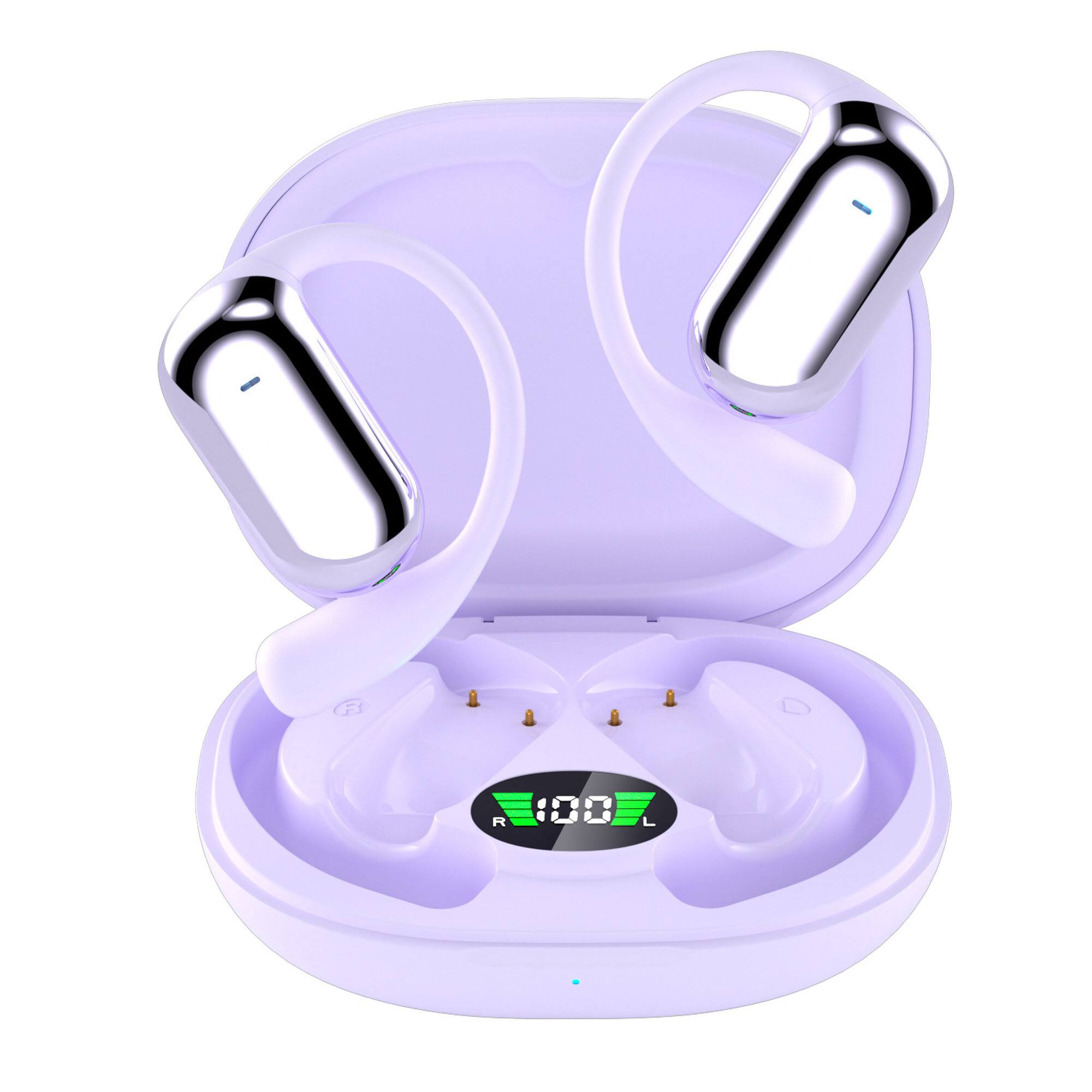 Front. YONWAY - Long Battery Life Open-Ear Bluetooth Earbuds with AI Translation, Stereo Surround Sound, LED Digital Display for Office.