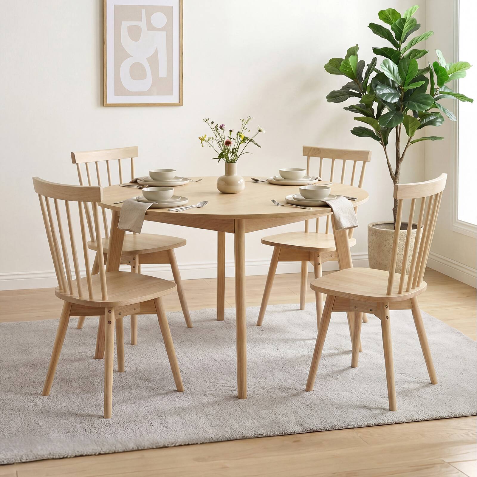 Alt View 1. Gymax - Gymax Dining Chairs Set of 4 Mid Century Rubber Wood Kitchen Chairs w/ Swivel Seat Natural - Yellow.