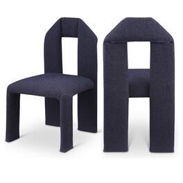Meridian Furniture - Bennett Navy Boucle Fabric Dining Chair, Set of 2 - Blue