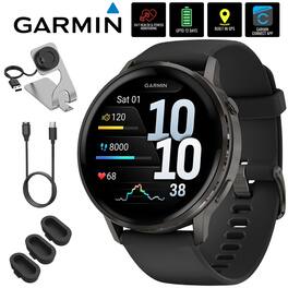 Garmin - Venu 4, 45 mm Health & Fitness GPS Smartwatch, Slate + Accessories Bundle - Slate|Black - (2025)