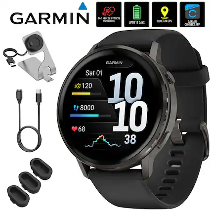 GARMIN 24/7 HEALTH & FITNESS MONITORING
UPTO 12 DAYS
BUILT-IN GPS
GARMIN CONNECT APP
Sat 01
120
8000
68
38
