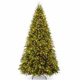 Best Choice Products - 9ft Pre-Lit Cedar Cypress Christmas Tree TwinkleMAX Twinkling Lights Lighted Artificial Decor - Solid Green