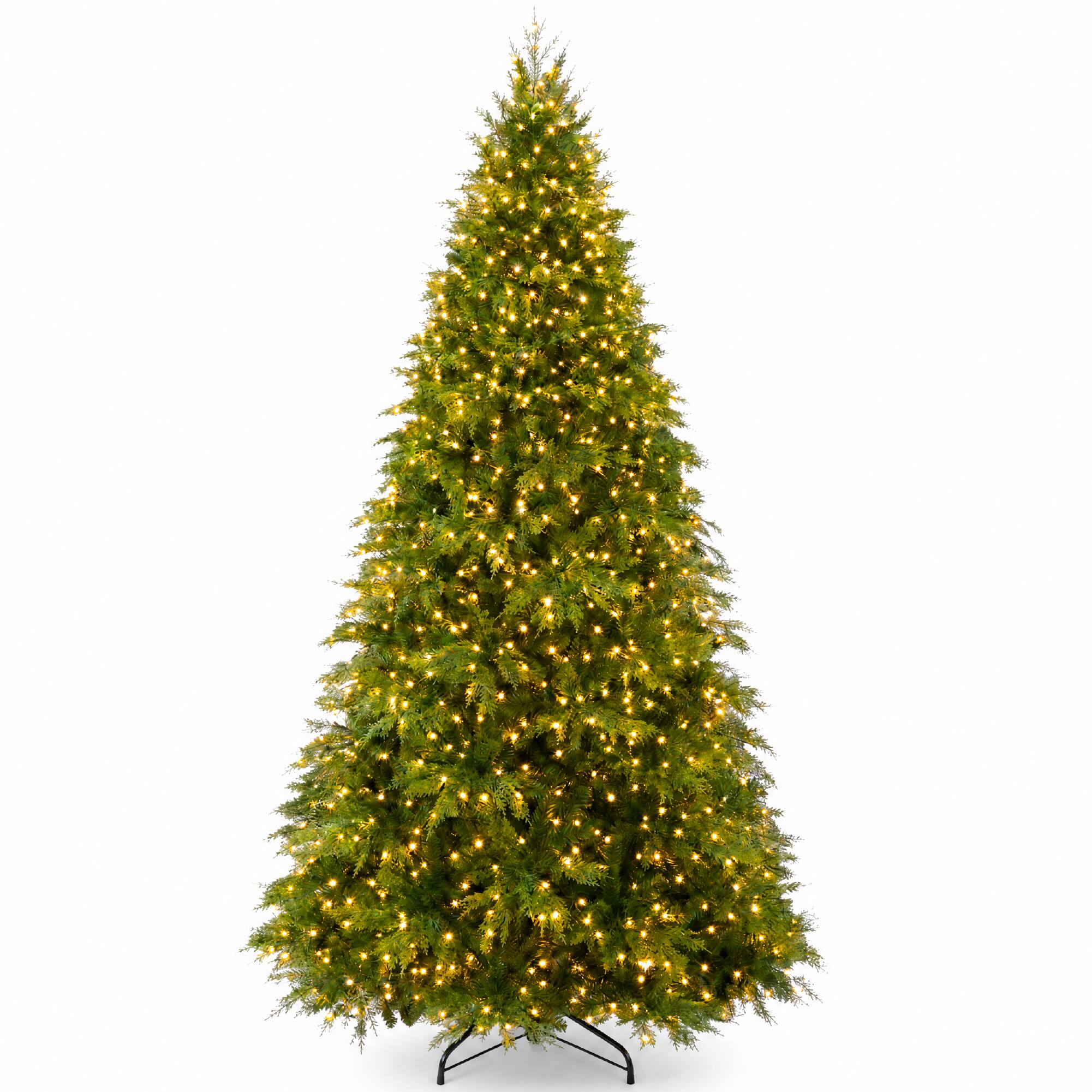 Best Choice Products - 9ft Pre-Lit Cedar Cypress Christmas Tree TwinkleMAX Twinkling Lights Lighted Artificial Decor - Solid Green