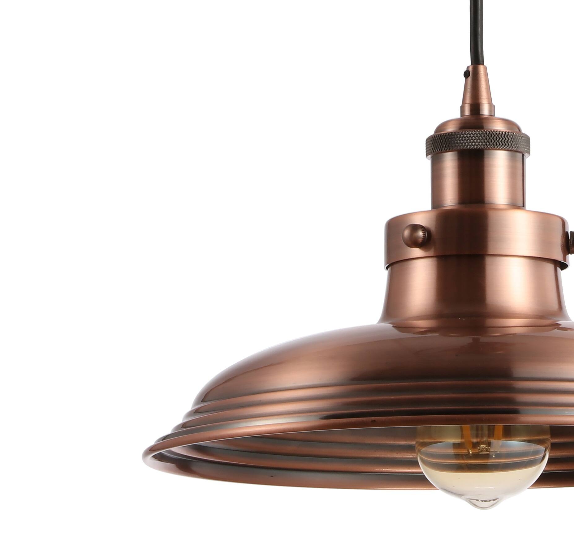 Alt View 3. Jonathan Y - Bedford 11" Adjustable Iron Industrial Rustic LED Pendant, Copper - Copper.